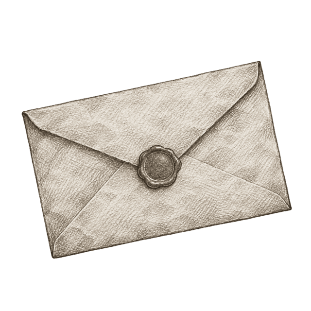 Hand-drawn envelope closed with a wax seal